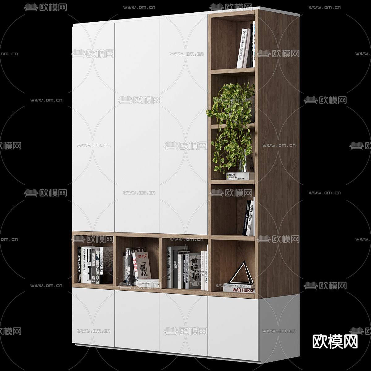 北欧风书柜3d模型下载（渲染图2）