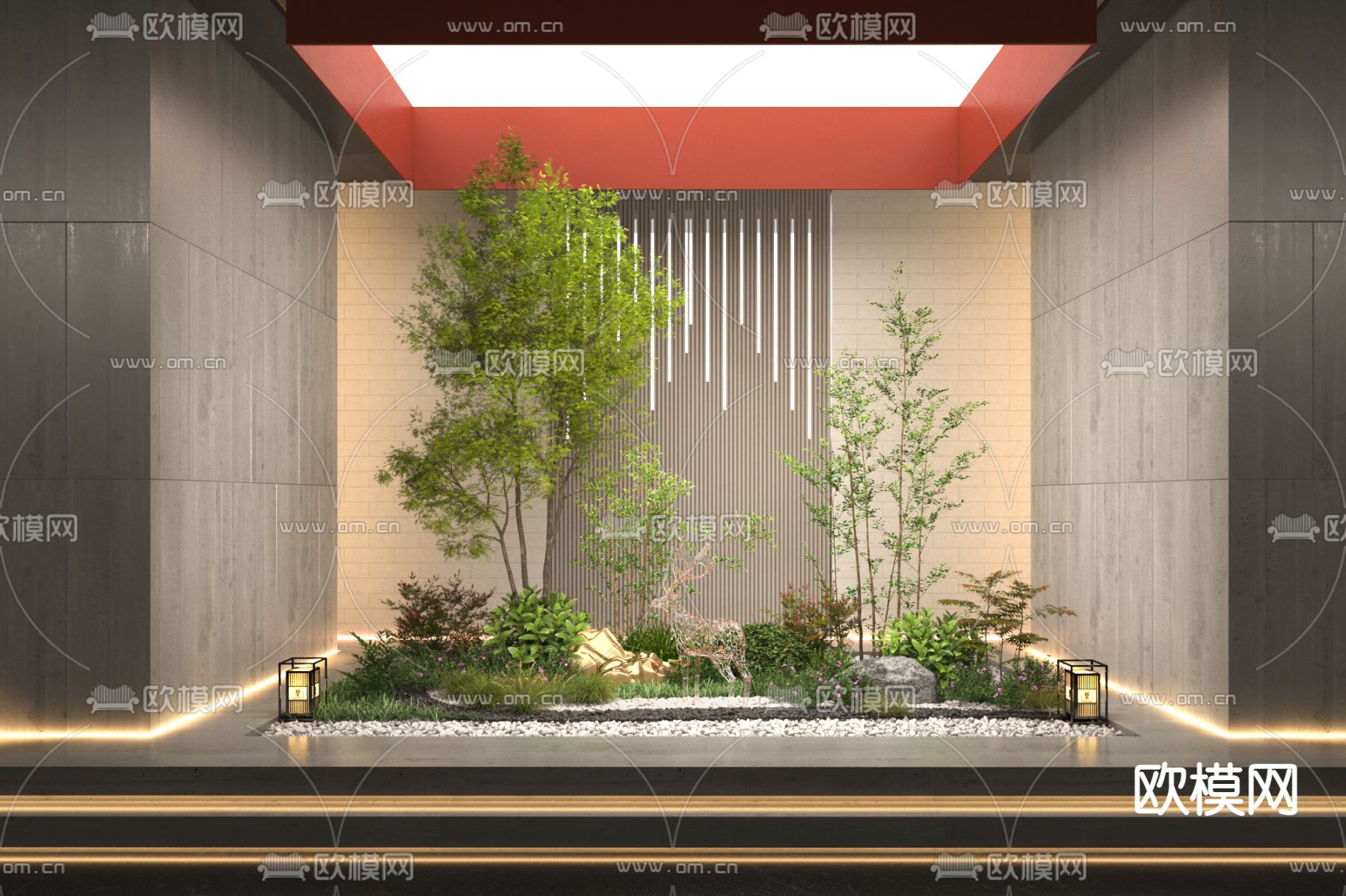 室内植物景观 植物堆3d模型下载_ID12314226_3dmax免费模型-欧模网