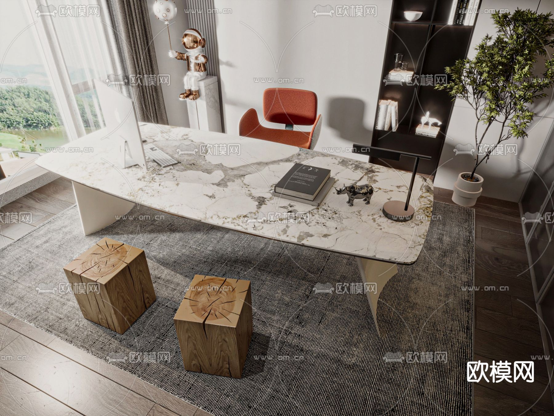 书桌椅3d模型下载