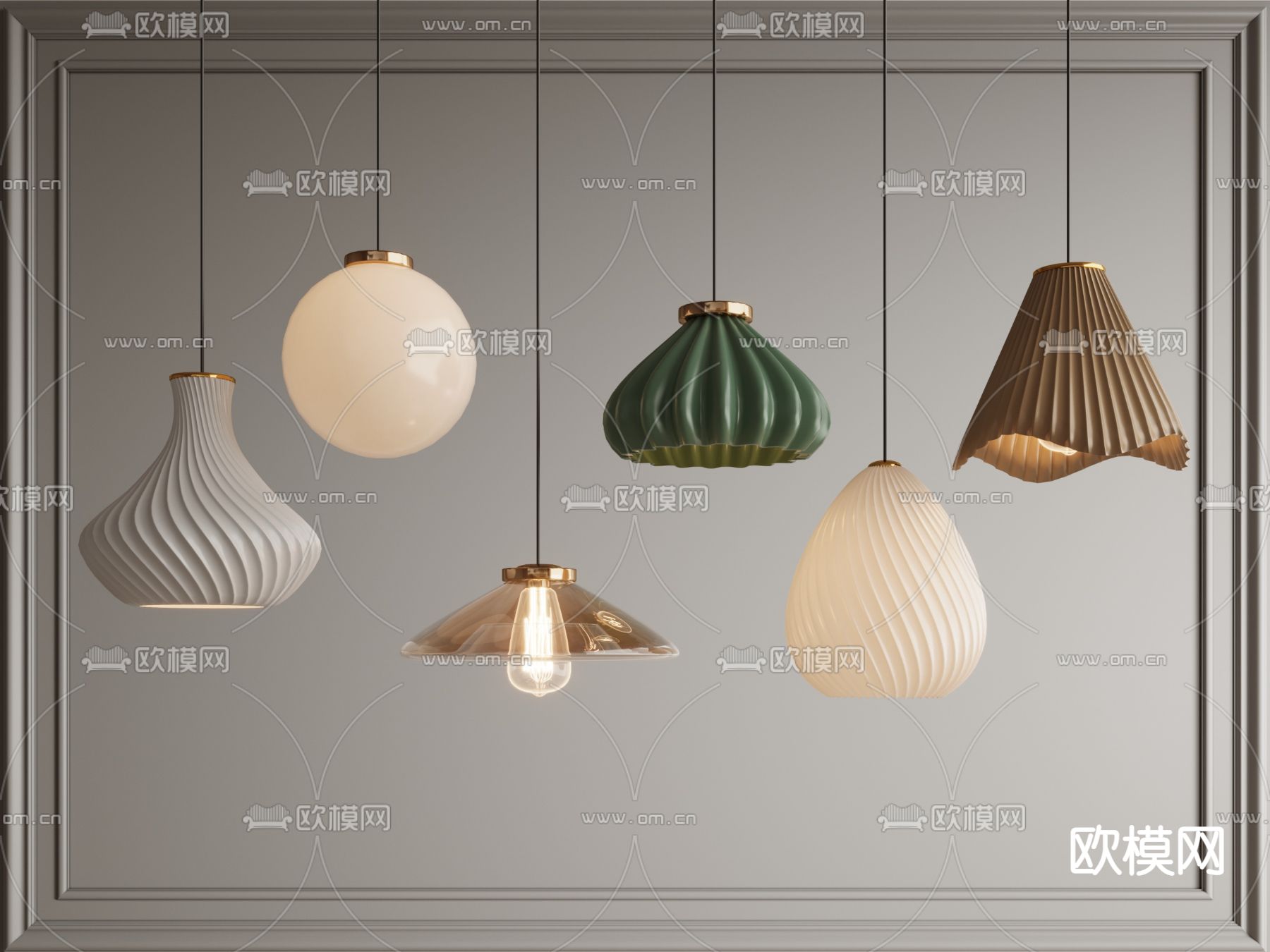 时尚小吊灯3d模型下载_ID12314352_3dmax免费模型-欧模网
