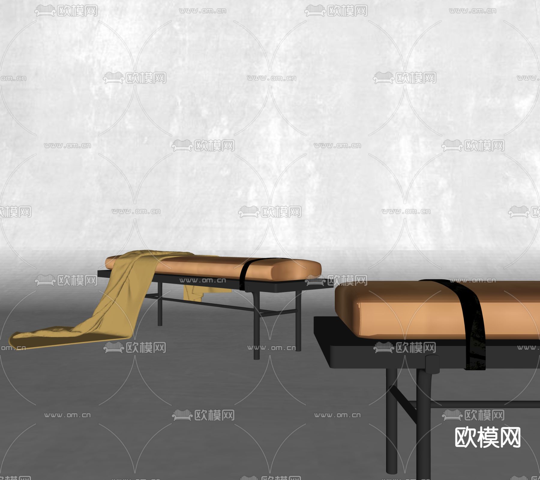 现代床尾凳su模型