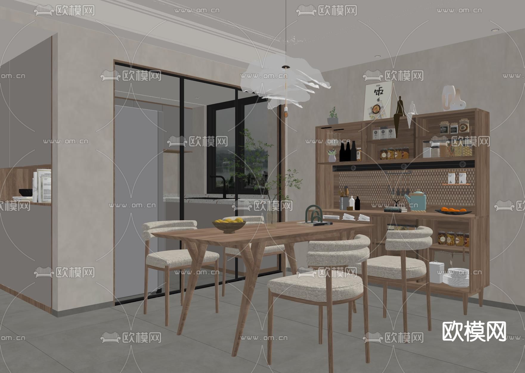 北欧餐厅su模型