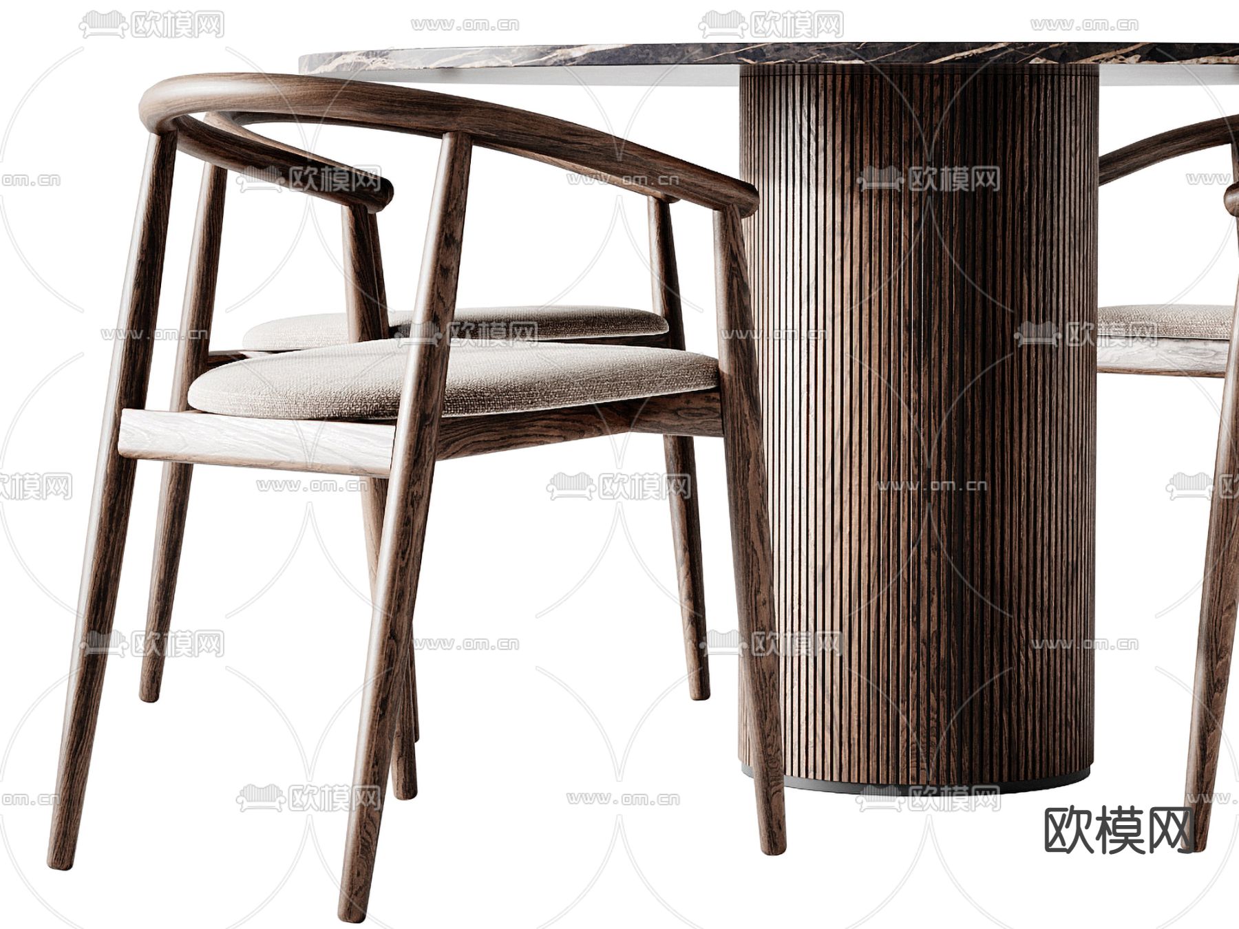 Poliform圆形餐桌椅3d模型下载（渲染图2）