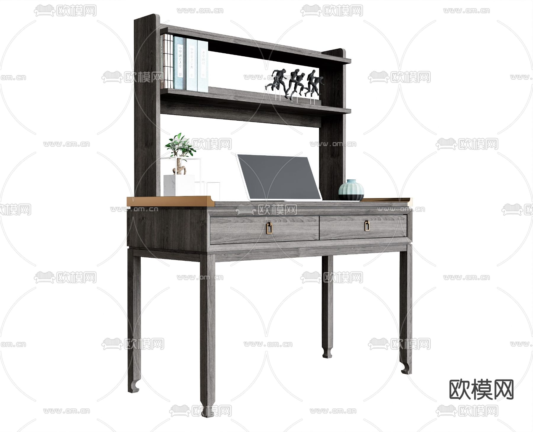 欧式书桌su模型下载（渲染图1）