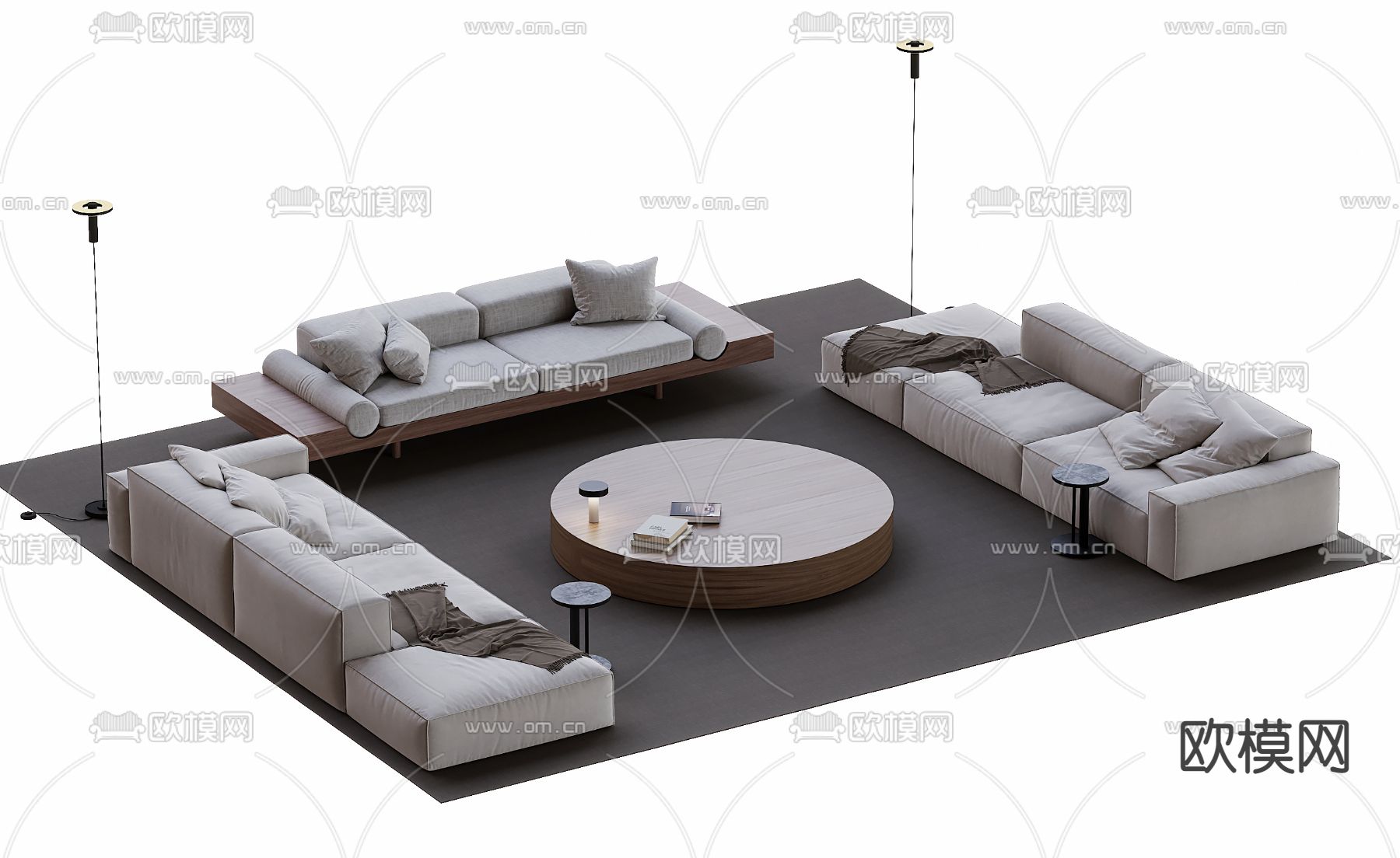 现代组合沙发3d模型下载_ID12316942_3dmax免费模型-欧模网