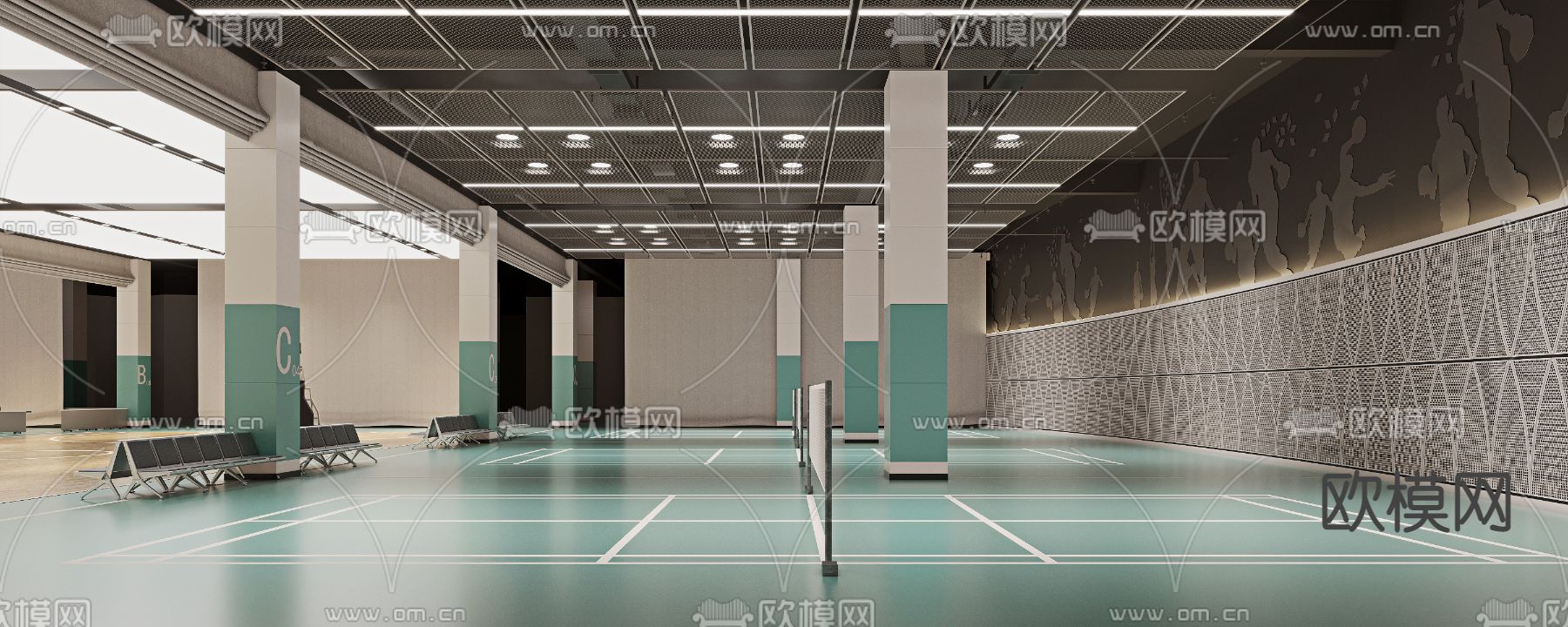 羽毛球馆 体育馆3d模型下载