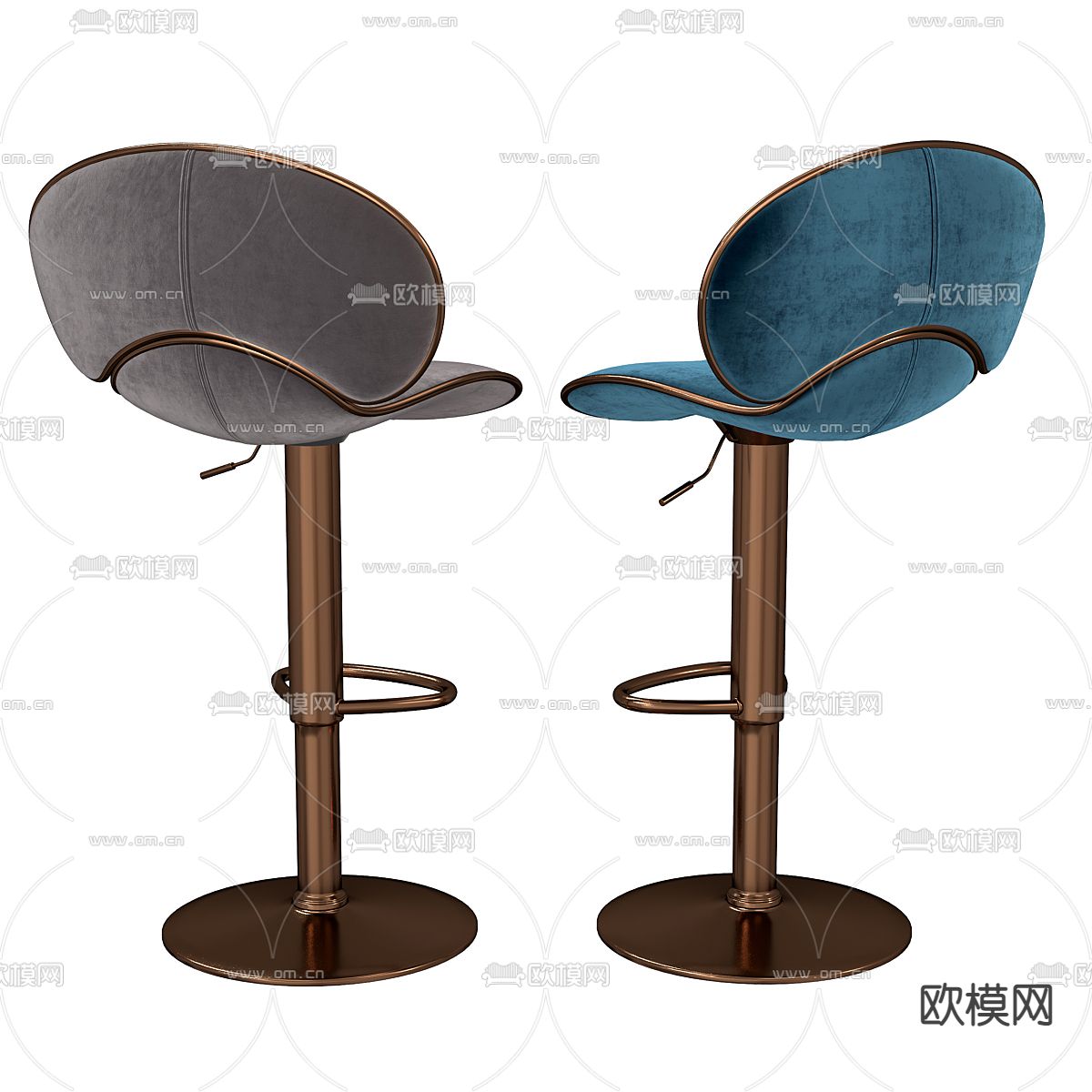 靠背吧台椅 吧凳3d模型下载（渲染图2）
