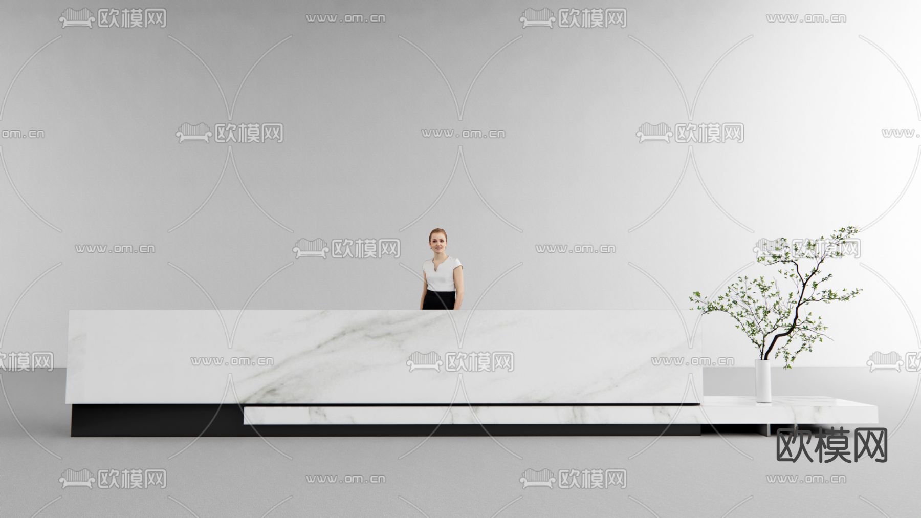 现代办公前台 接待3d模型下载