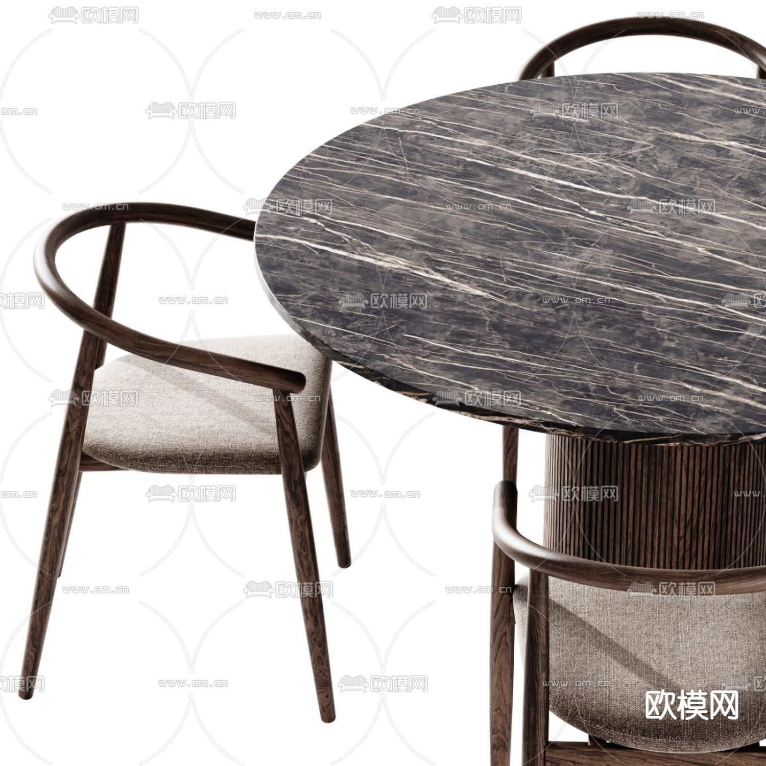 Poliform圆形餐桌椅3d模型下载（渲染图3）