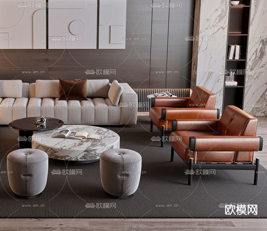 米洛提Minotti 组合沙发3d模型下载_ID12317032_3dmax免费模型-欧模网