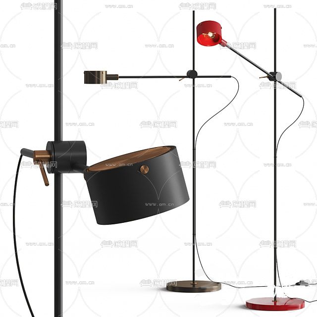 现代极简金属落地灯免费3d模型下载