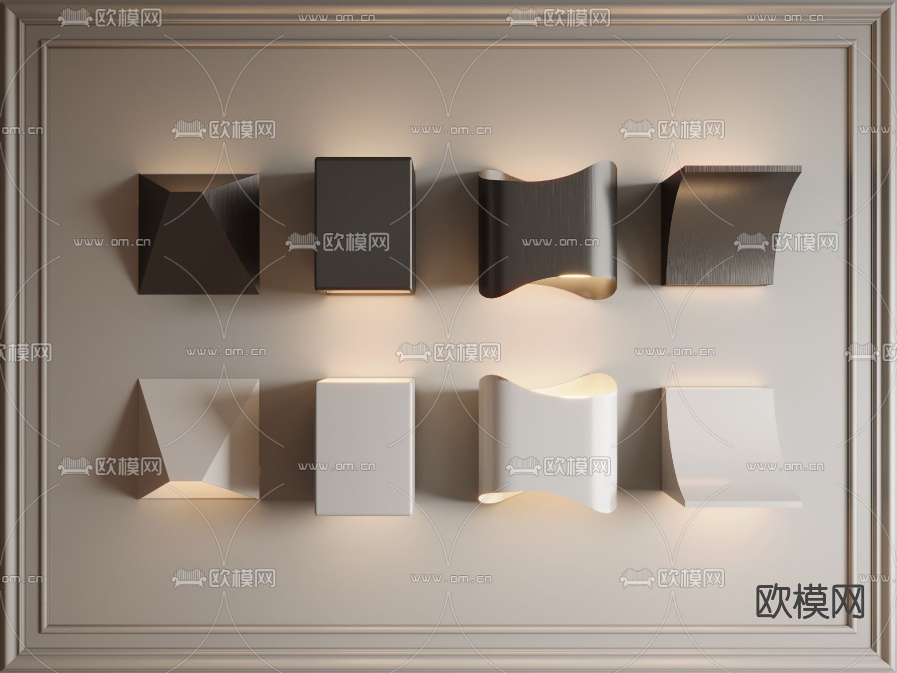 方块壁灯3d模型下载