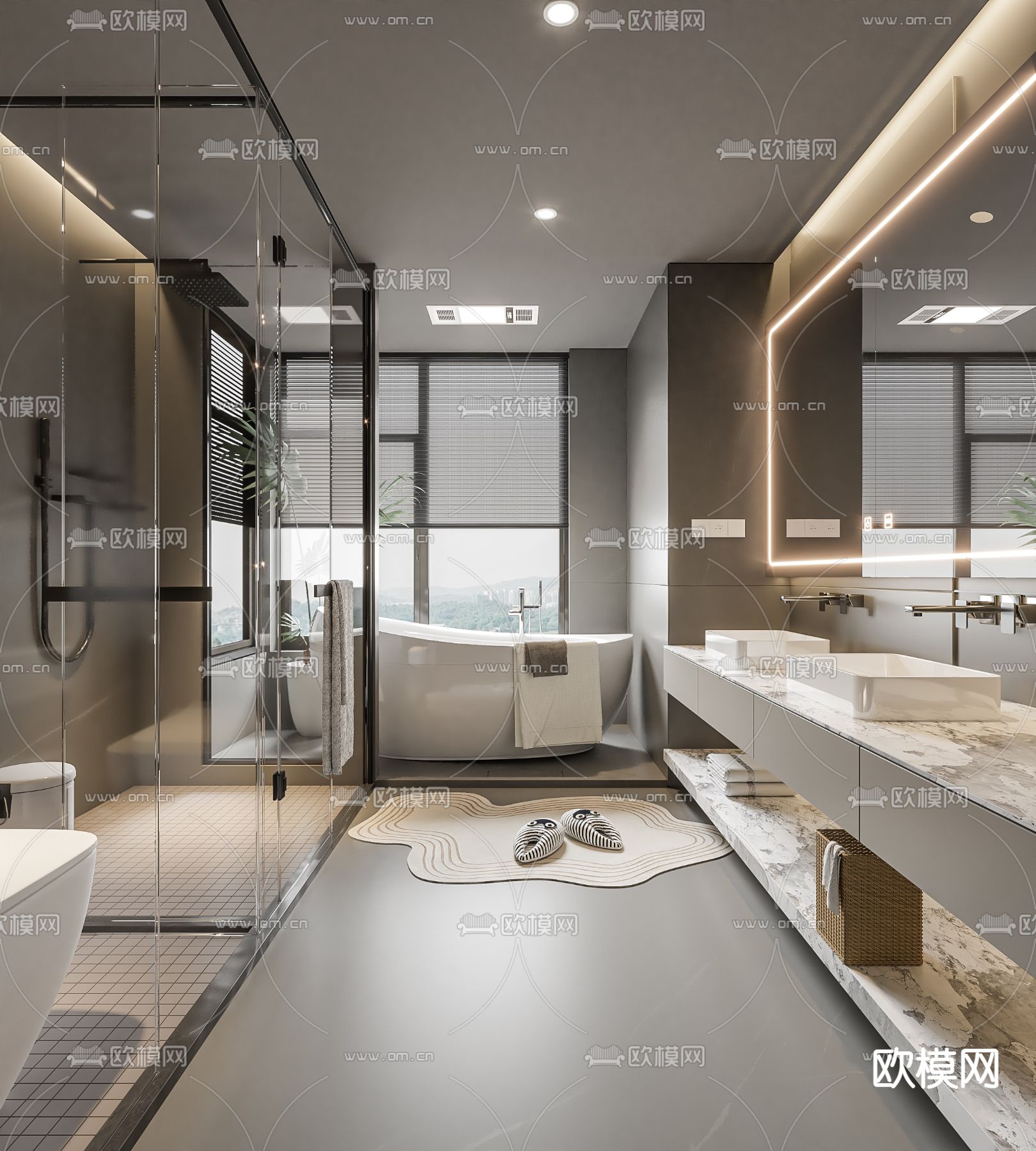 现代卫生间su模型下载（渲染图1）