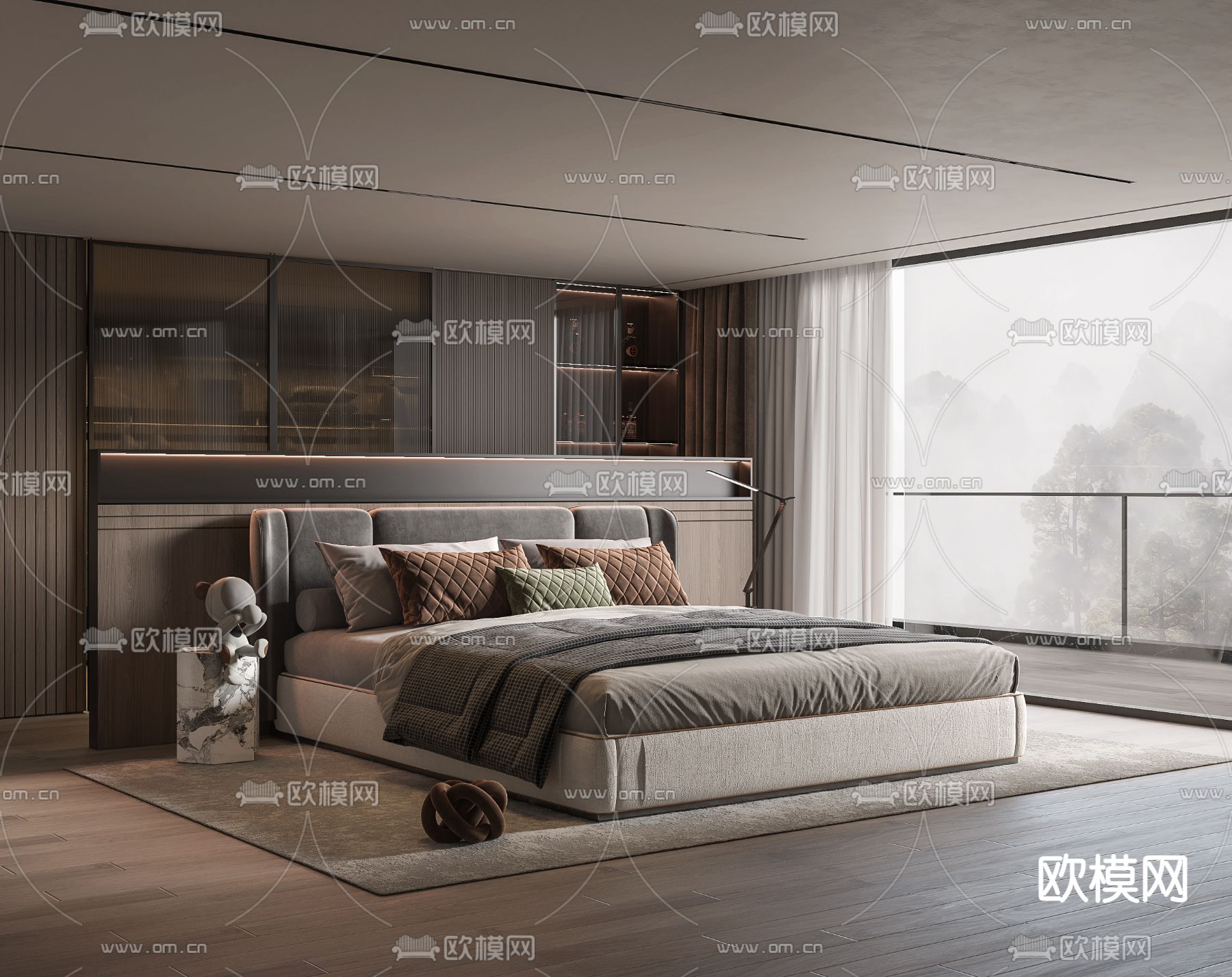 现代双人床3d模型