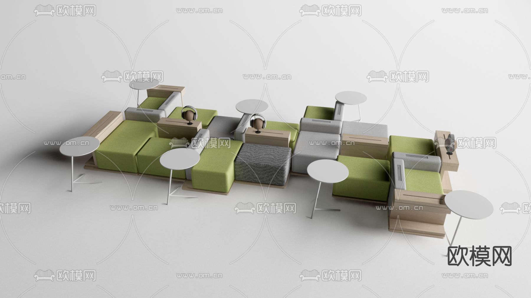 办公休闲沙发 模块沙发3d模型下载