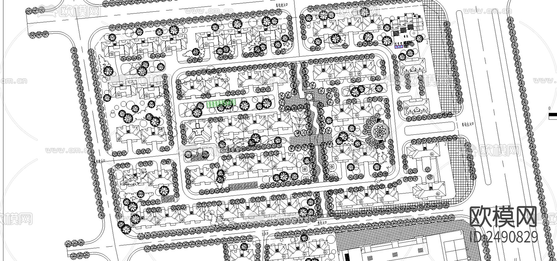 某居住区详细规划CAD施工图下载（渲染图1）