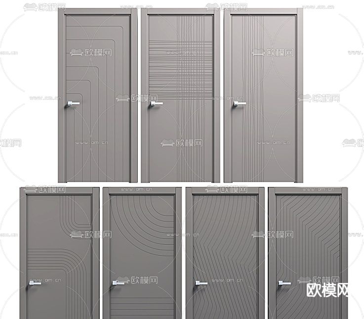 现代单开门 房门免费3d模型下载