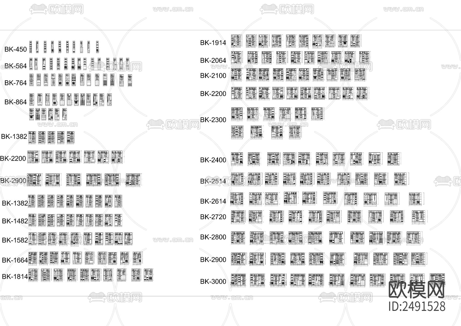 衣柜标准组合cad图库下载（渲染图9）