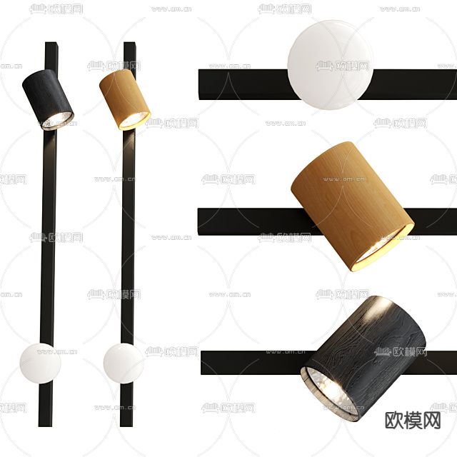 现代极简创意轨道射灯免费3d模型下载