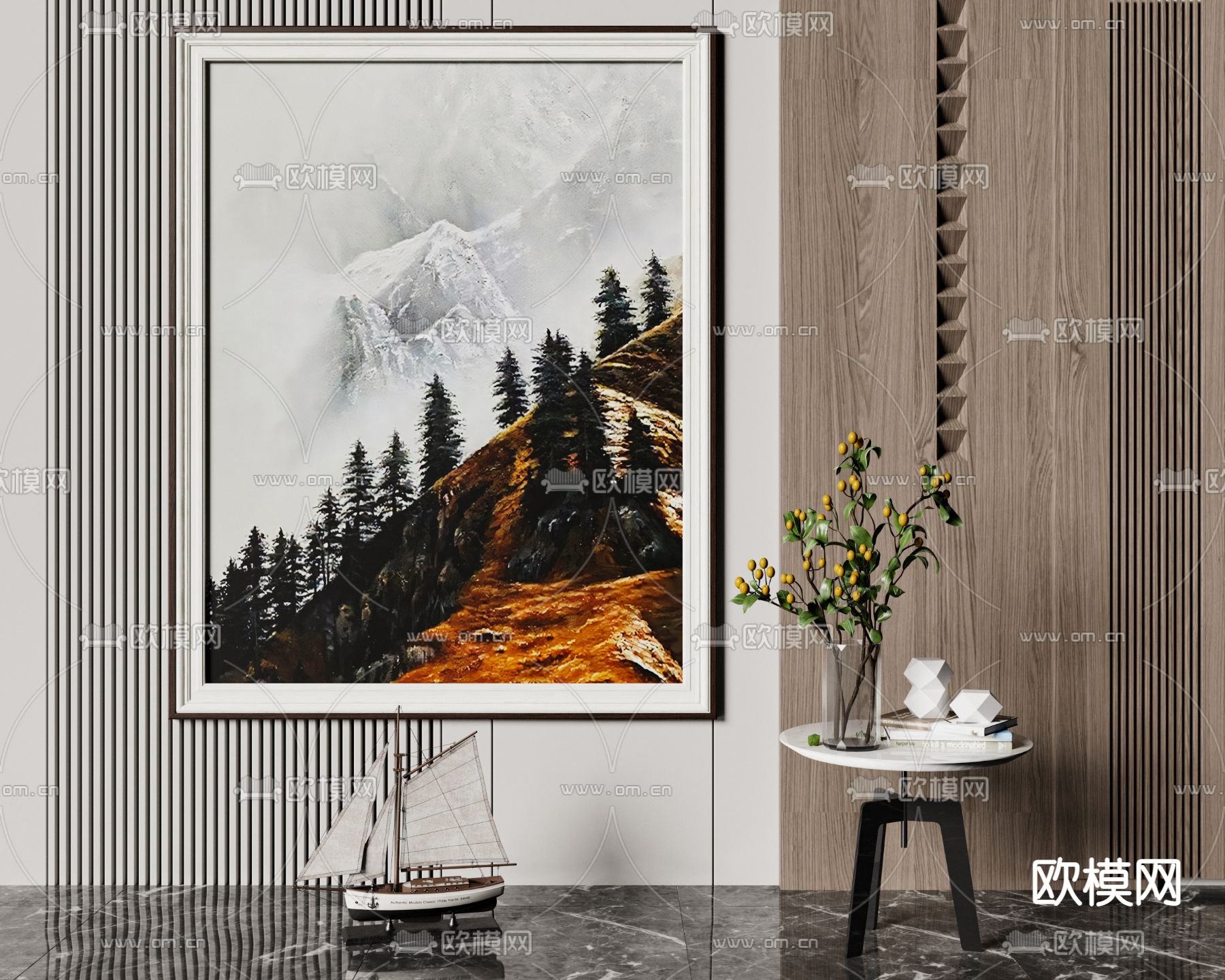 美式风景装饰画 挂画3d模型下载