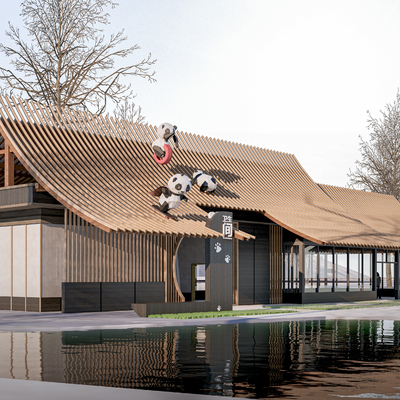  新中式公共厕所su模型 