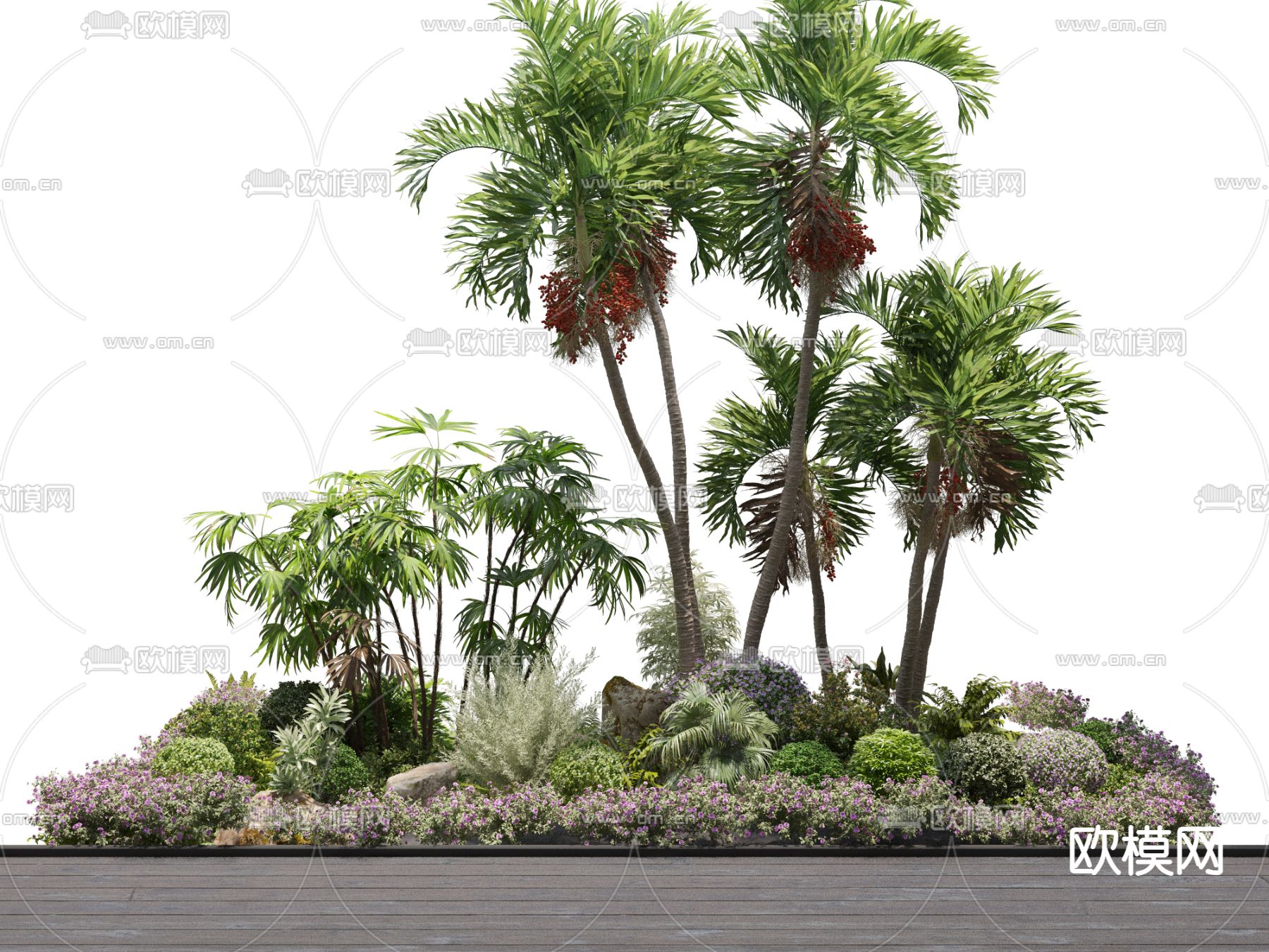 景观树灌木从 绿植堆3d模型下载