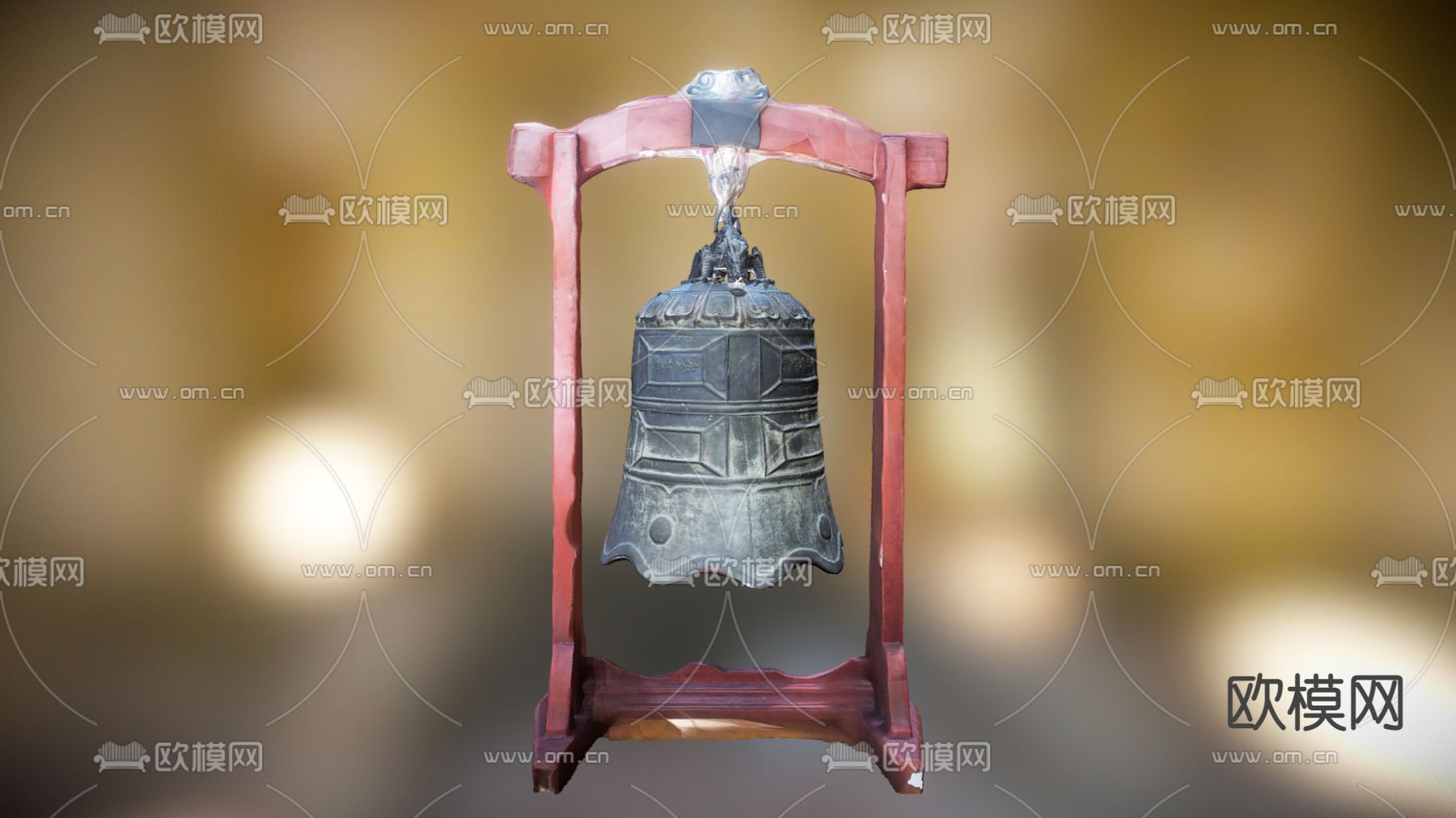 中式铜钟3d模型下载_ID12317517_3dmax免费模型-欧模网