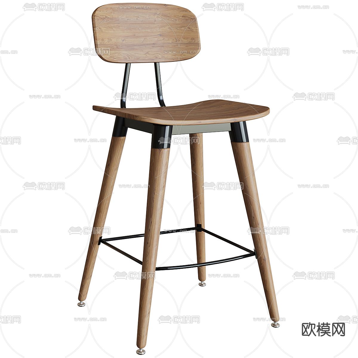北欧吧台椅 吧凳3d模型下载（渲染图1）
