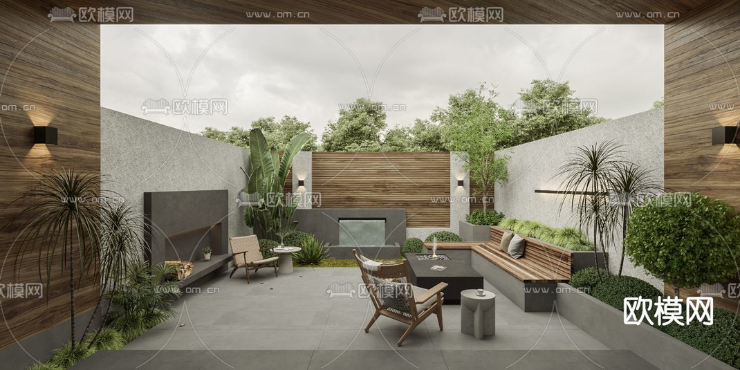 别墅庭院 后花园3d模型下载_ID12316861_3dmax免费模型-欧模网
