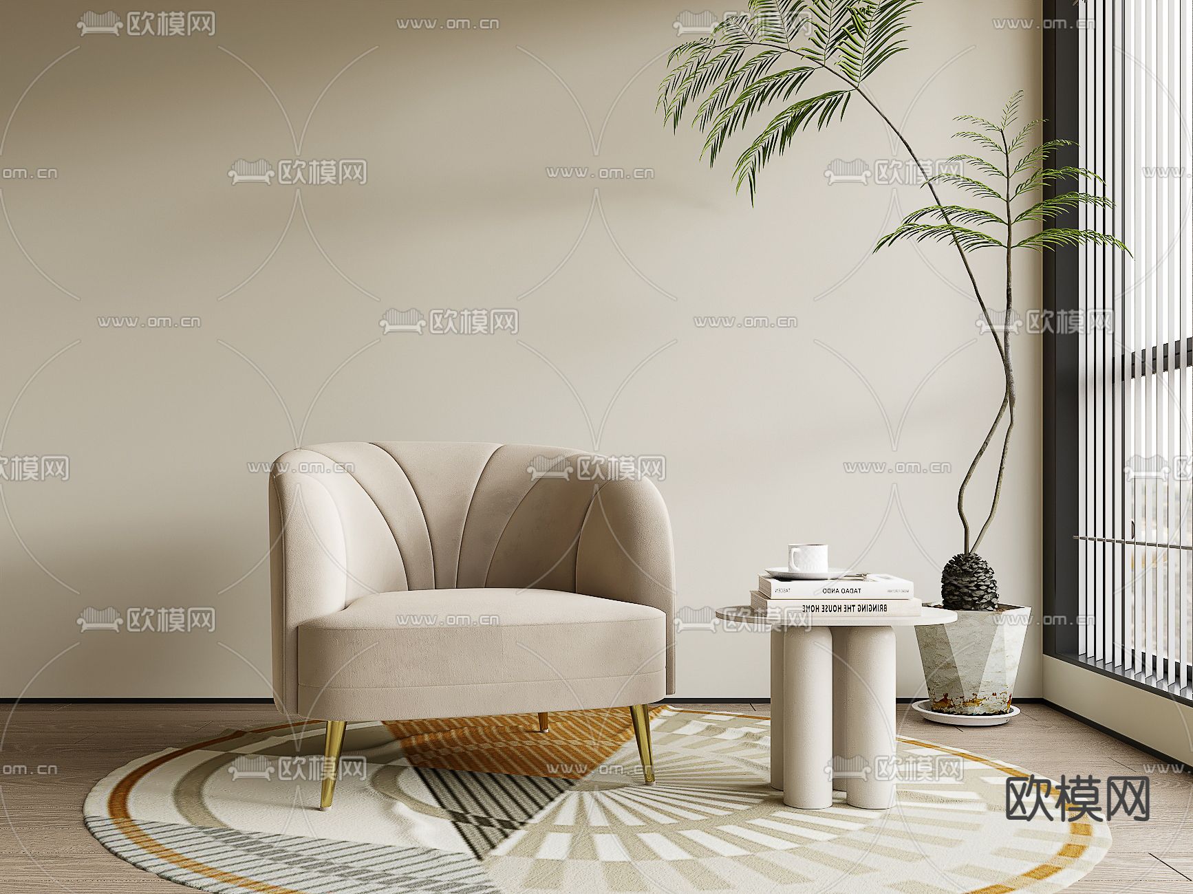 现代单人沙发3d模型下载