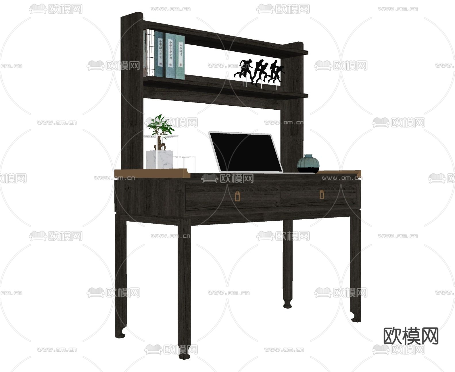 欧式书桌su模型下载（渲染图2）