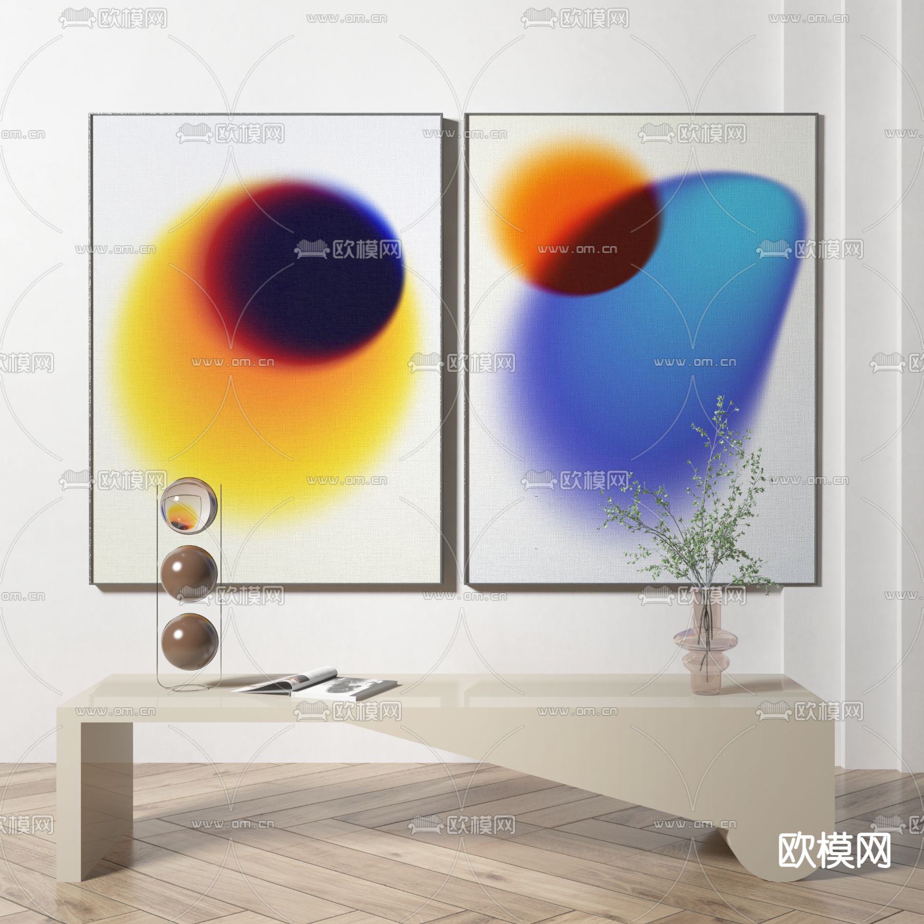 现代抽象画 装饰画3d模型下载_ID12317854_3dmax免费模型-欧模网