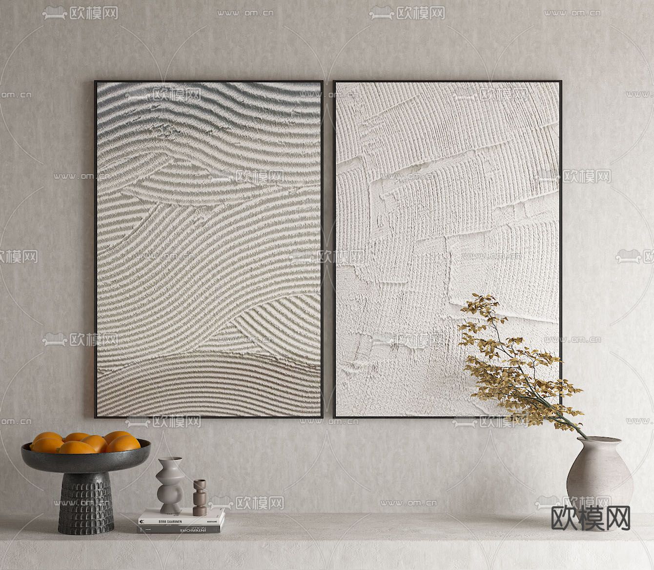 侘寂风 肌理画 装饰画3d模型下载_ID12317515_3dmax免费模型-欧模网
