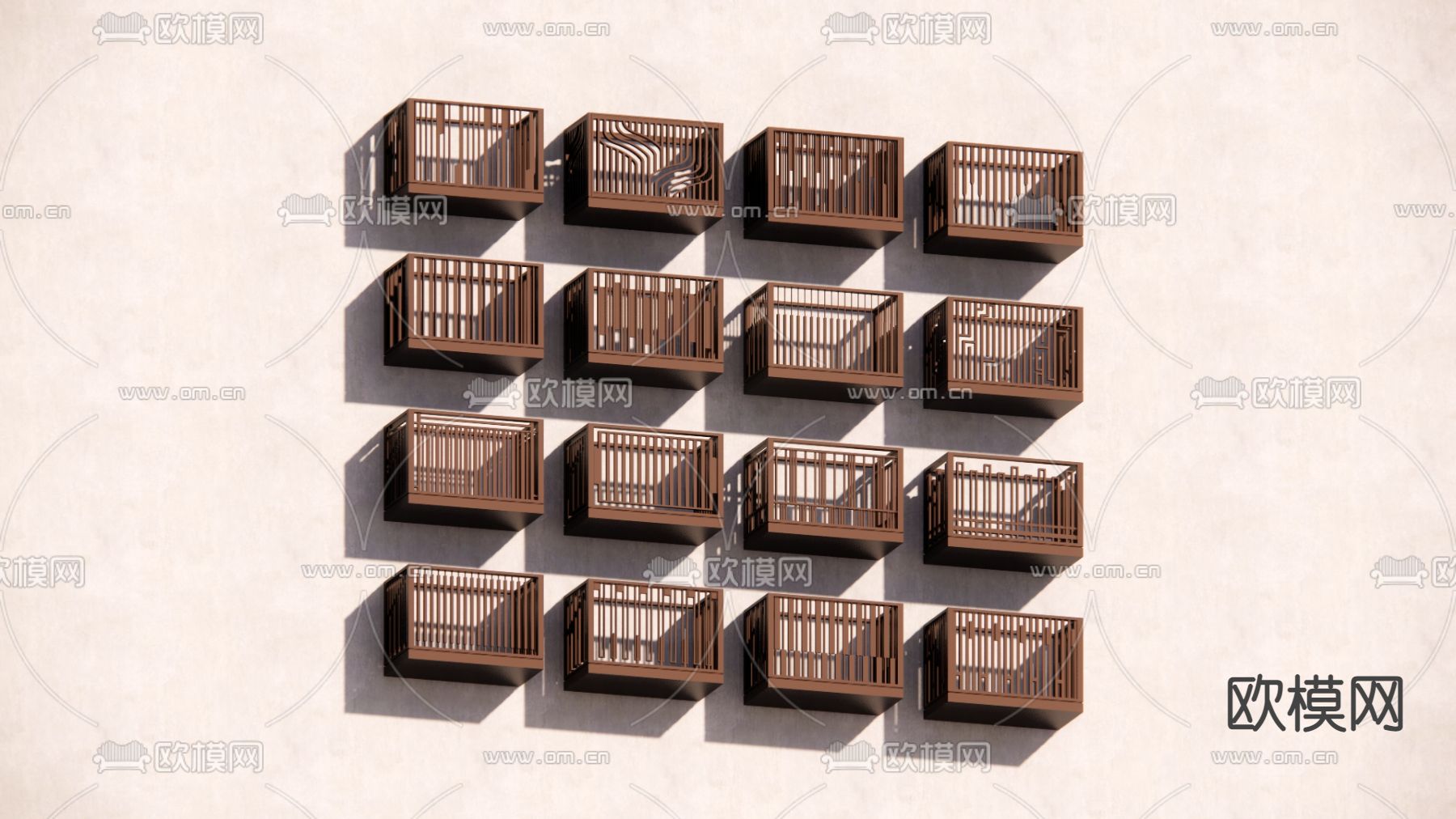 新中式空调支架 防护罩su模型