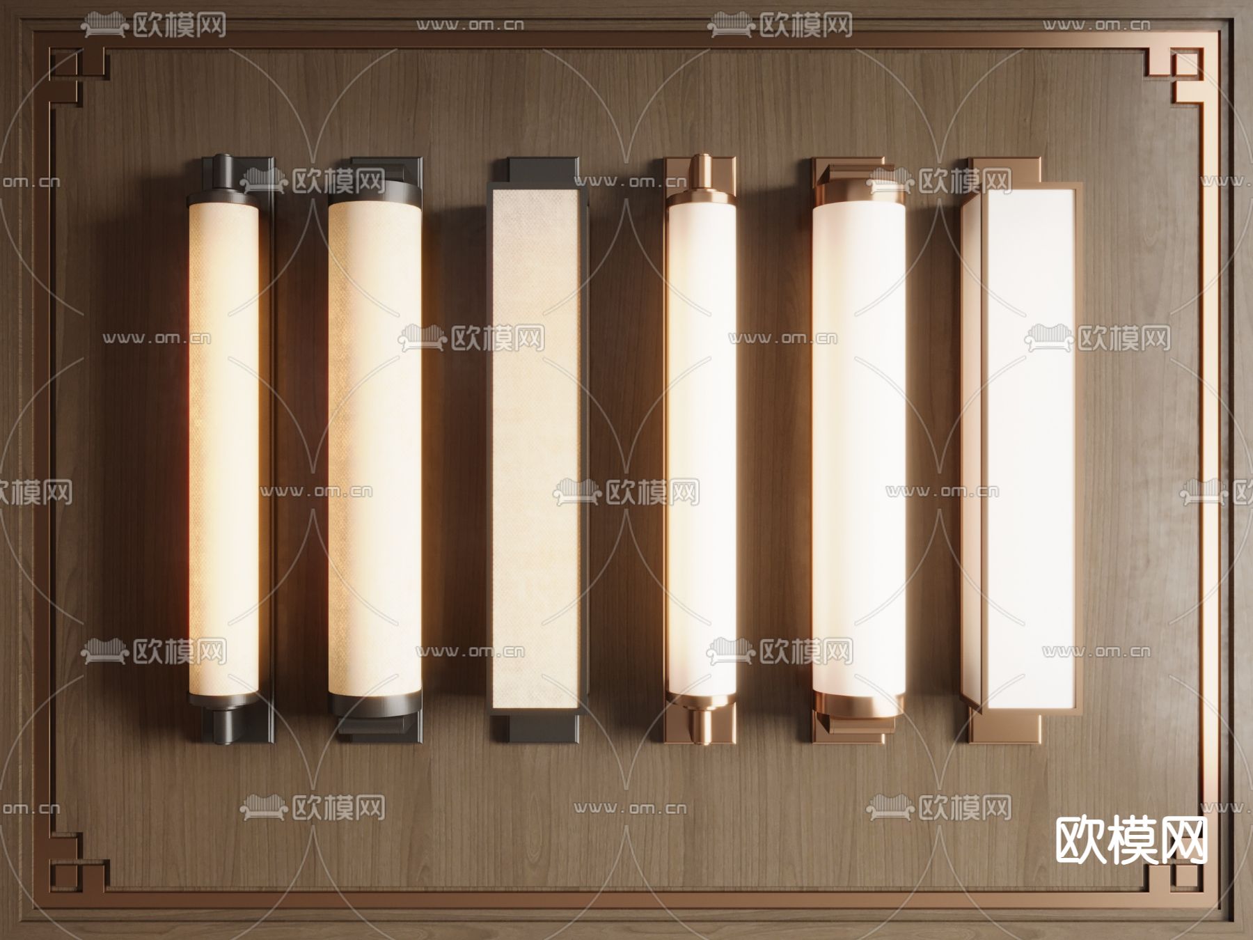 新中式壁灯3d模型下载