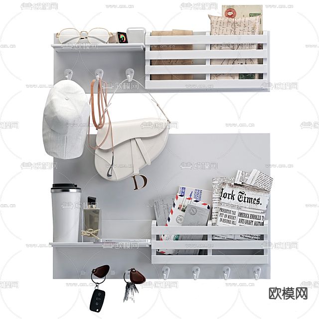 北欧简约实木置物架免费3d模型下载