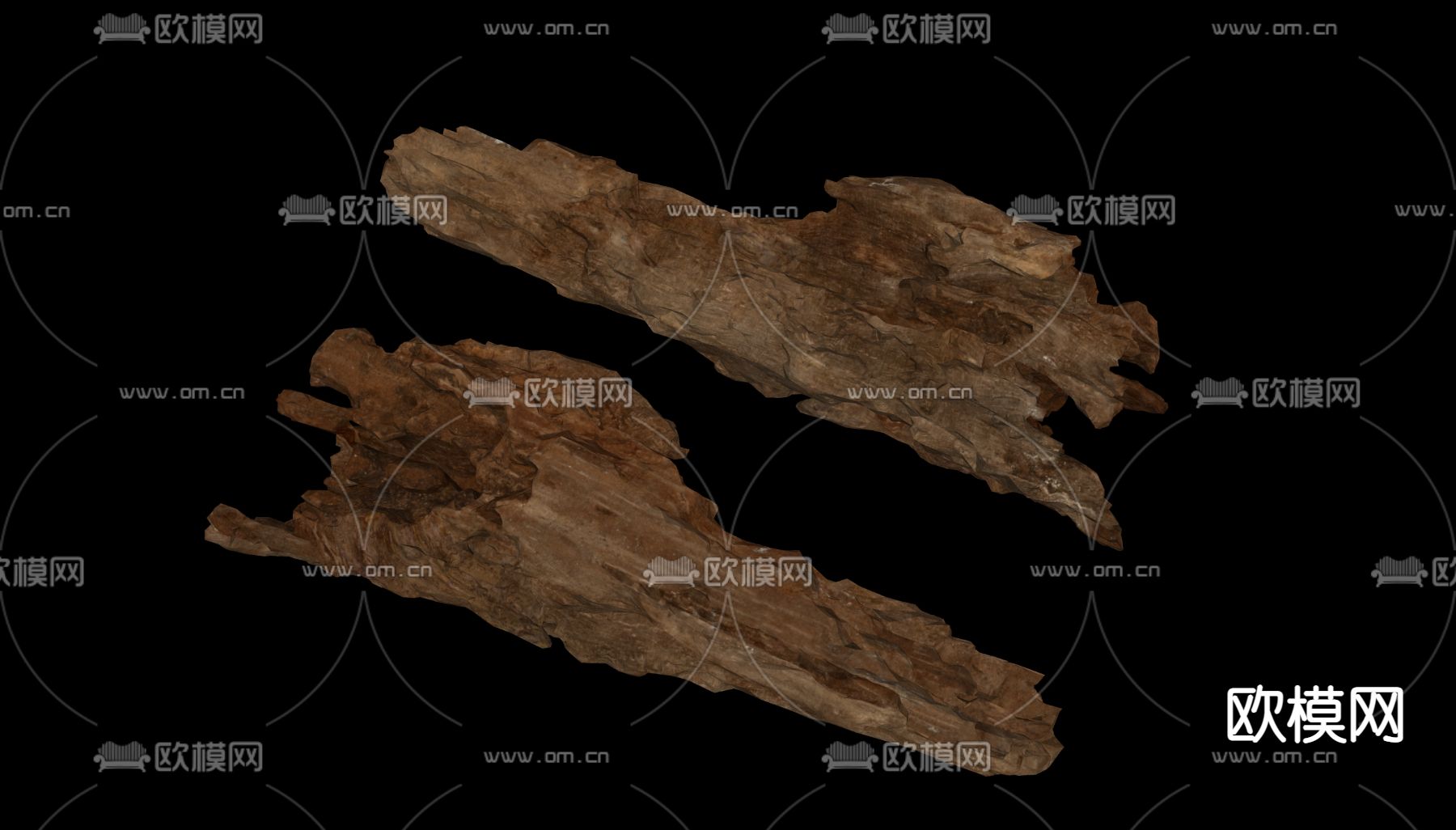 自然风腐烂木头 枯树根su模型下载（渲染图2）