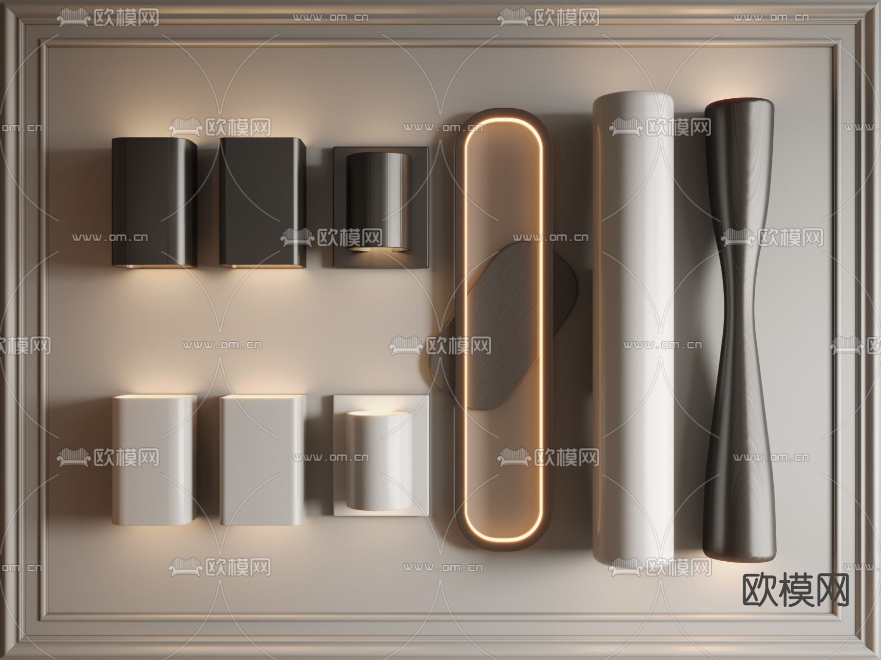 现代壁灯su模型下载（渲染图1）