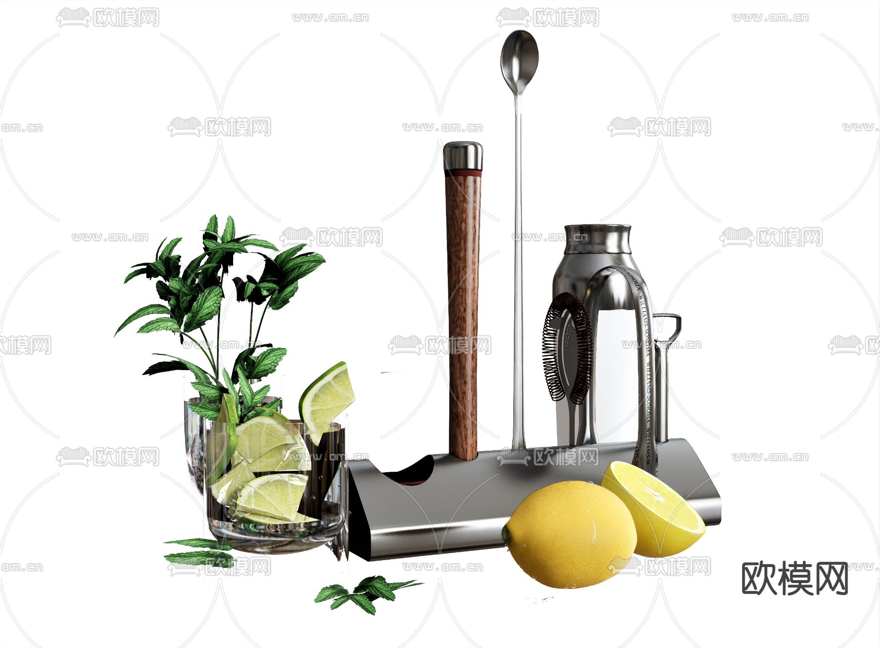 水果 蔬菜 果汁 花瓶摆件su模型下载（渲染图1）