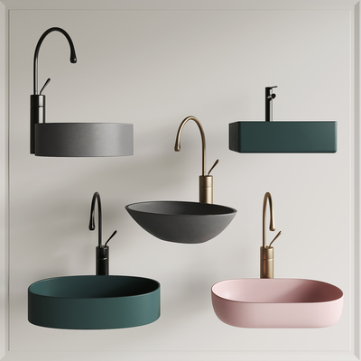  现代洗手池 台盆su模型 