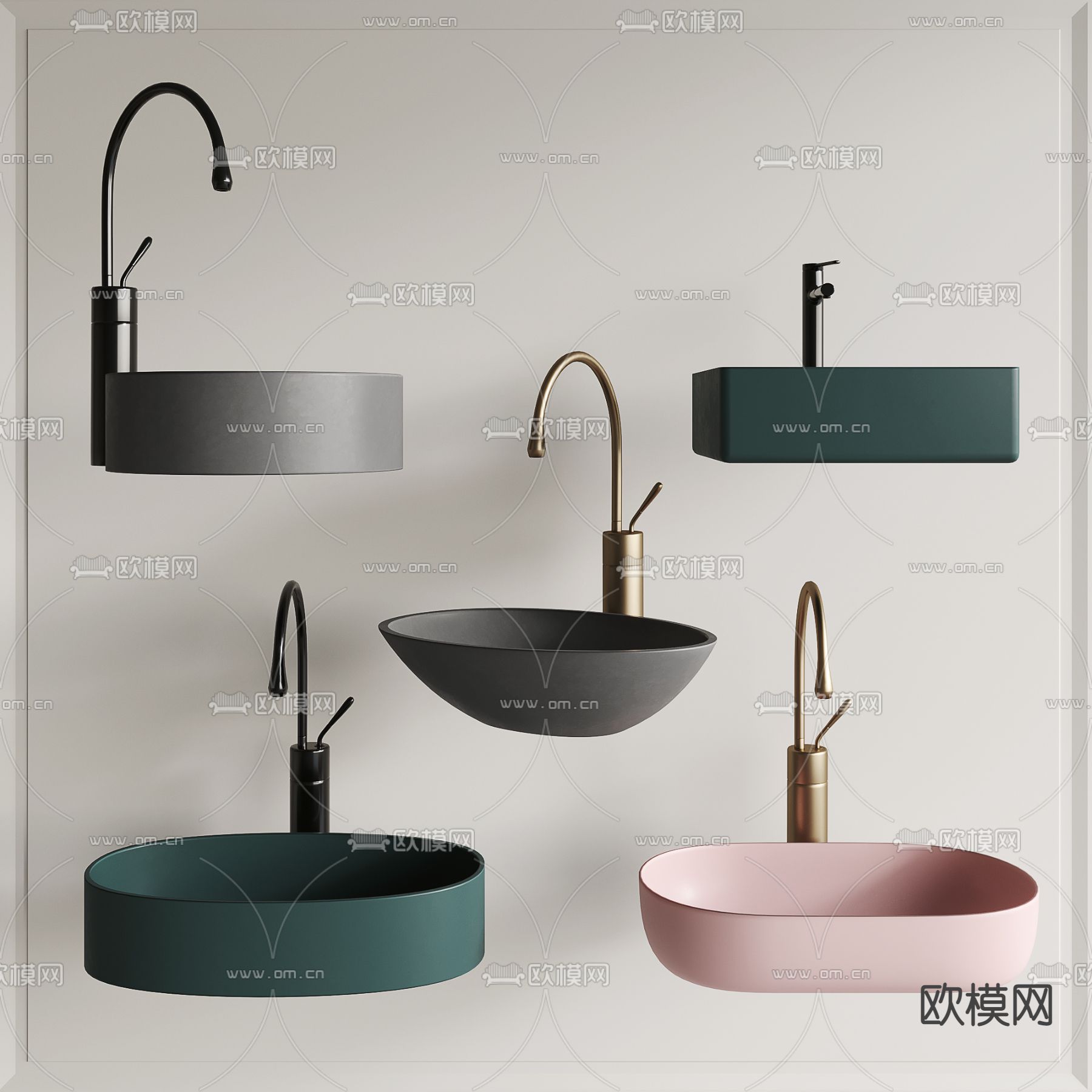 现代洗手池 台盆su模型