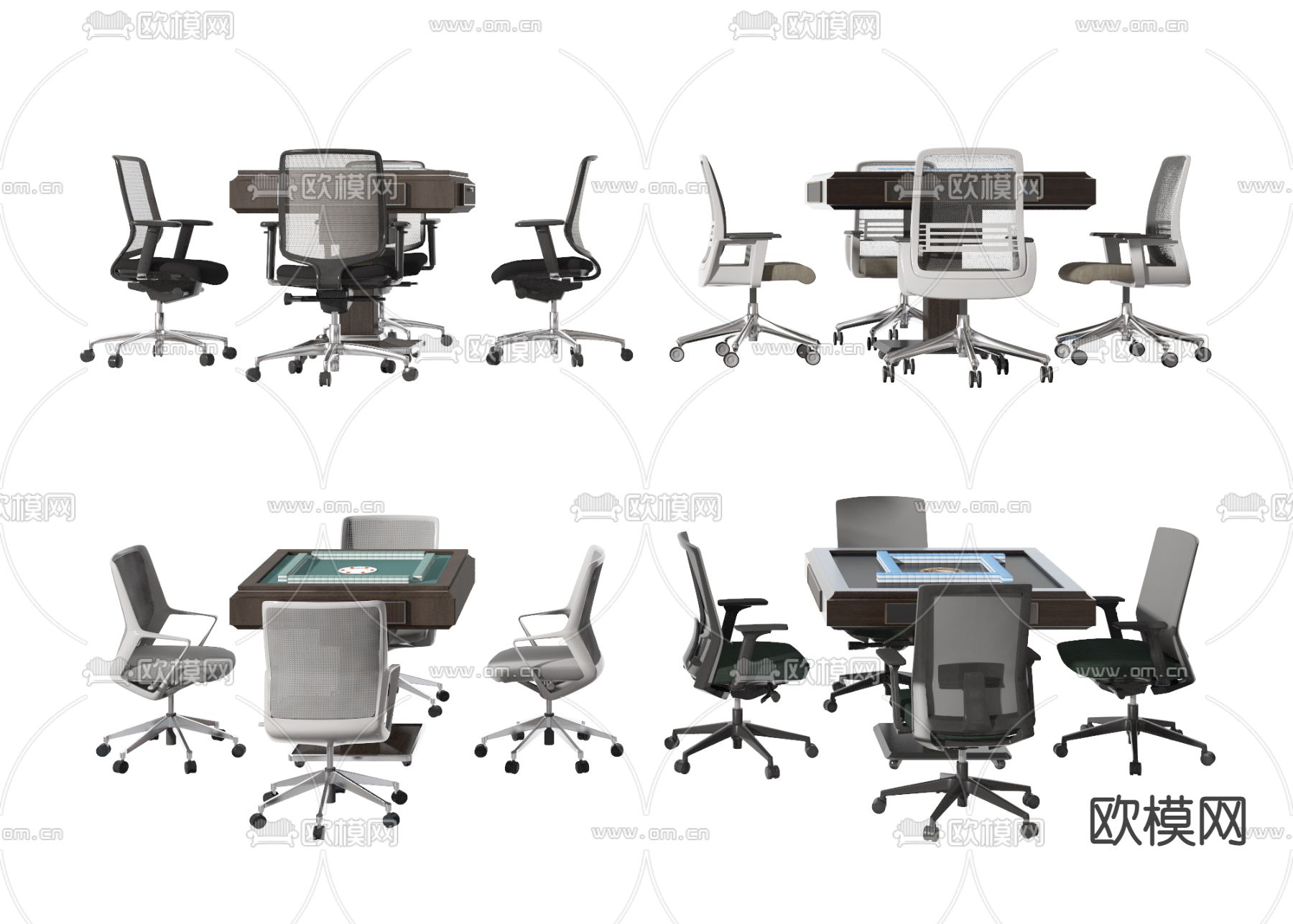 现代电动麻将桌 棋牌桌3d模型下载