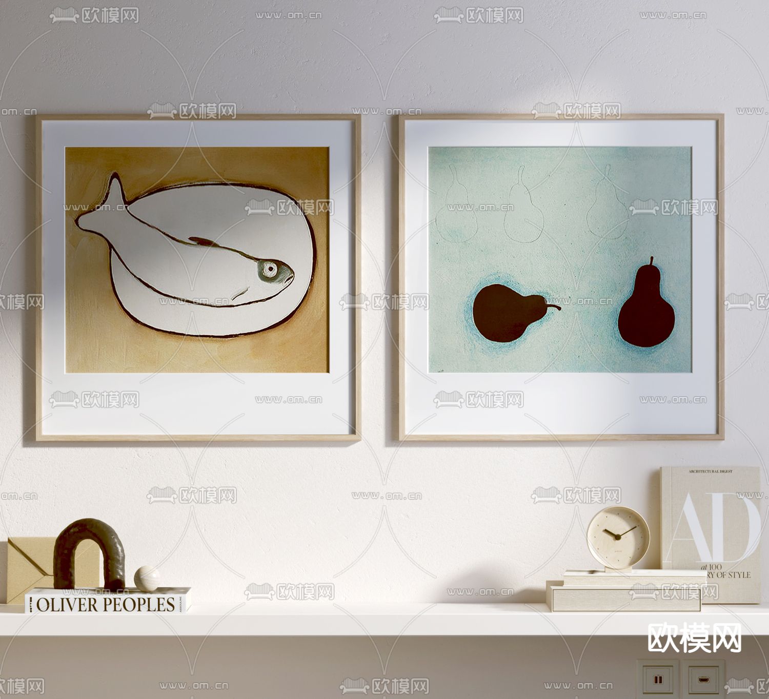 北欧抽象画 装饰画3d模型下载