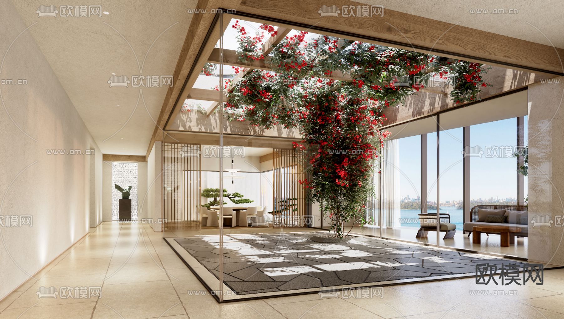 酒店会所会客厅3d模型下载（渲染图1）