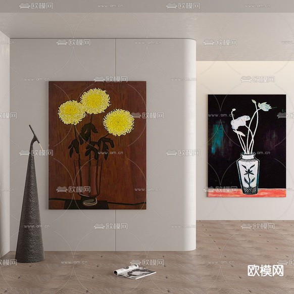 美式抽象画 装饰画3d模型下载