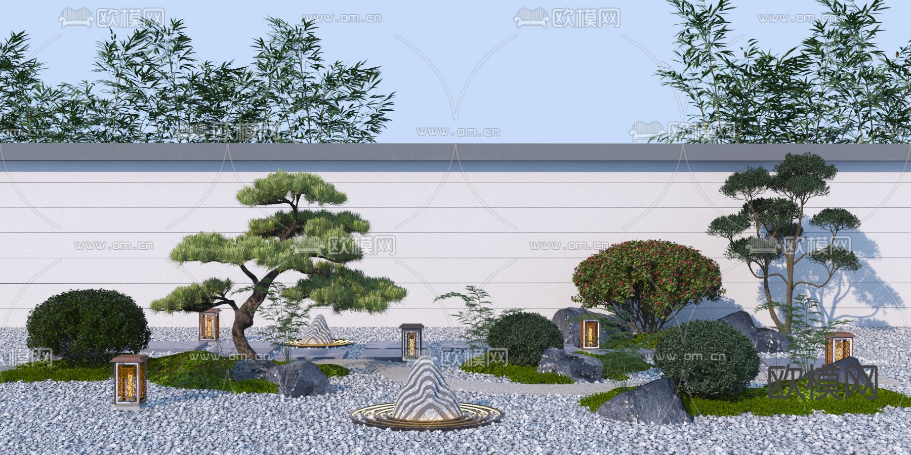 庭院景观 植物堆 景观小品3d模型下载_ID10005009_3dmax免费模型-欧模网