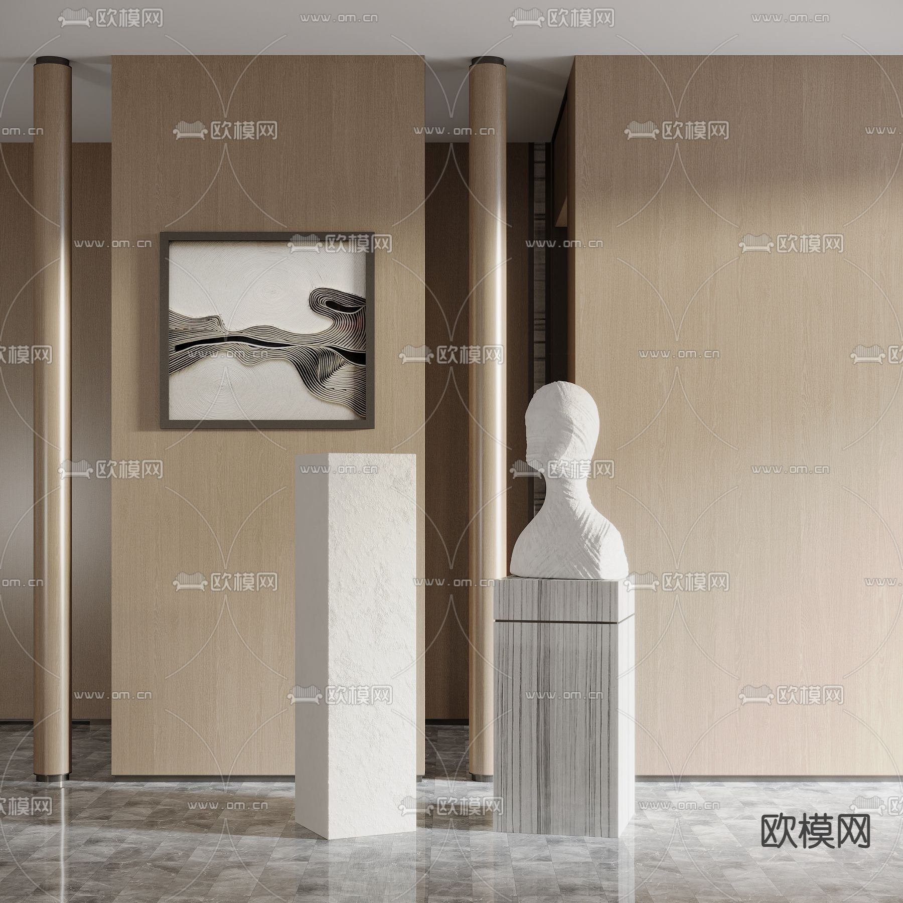 抽象雕塑 半身人物摆件3d模型下载