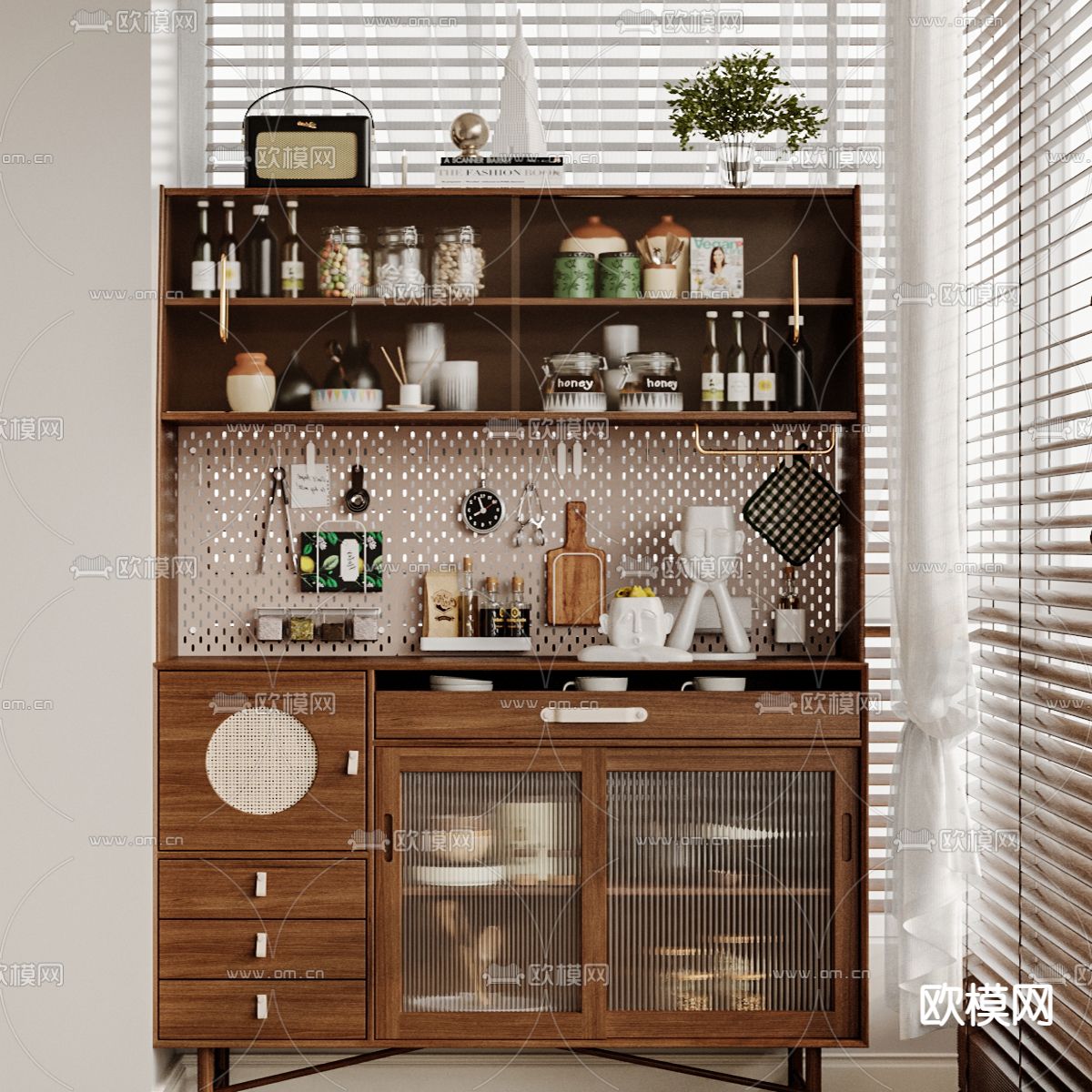 法式餐边柜3d模型下载