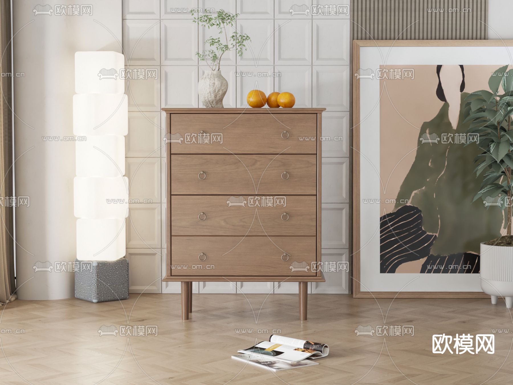北欧边柜 斗柜3d模型下载