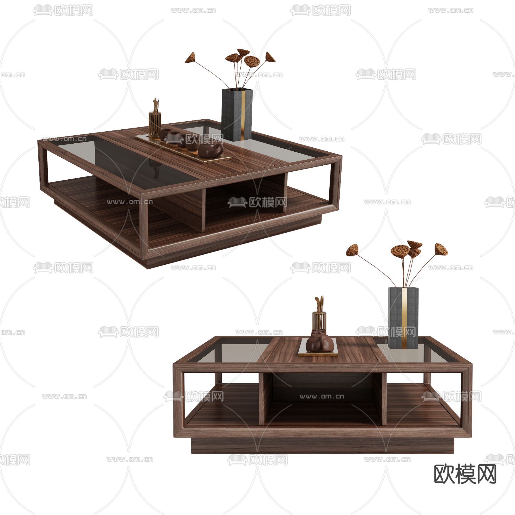 新中式茶几3d模型下载_ID13002394_3dmax免费模型-欧模网